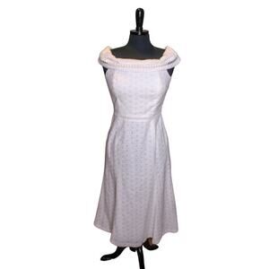 Calvin Klein White Eyelet Midi Dress Sleeveless